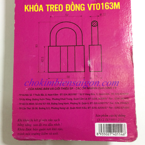 Khóa Treo Việt Tiệp VT0163M