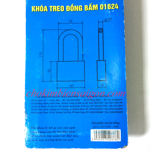 Khóa Bấm Việt Tiệp 01624